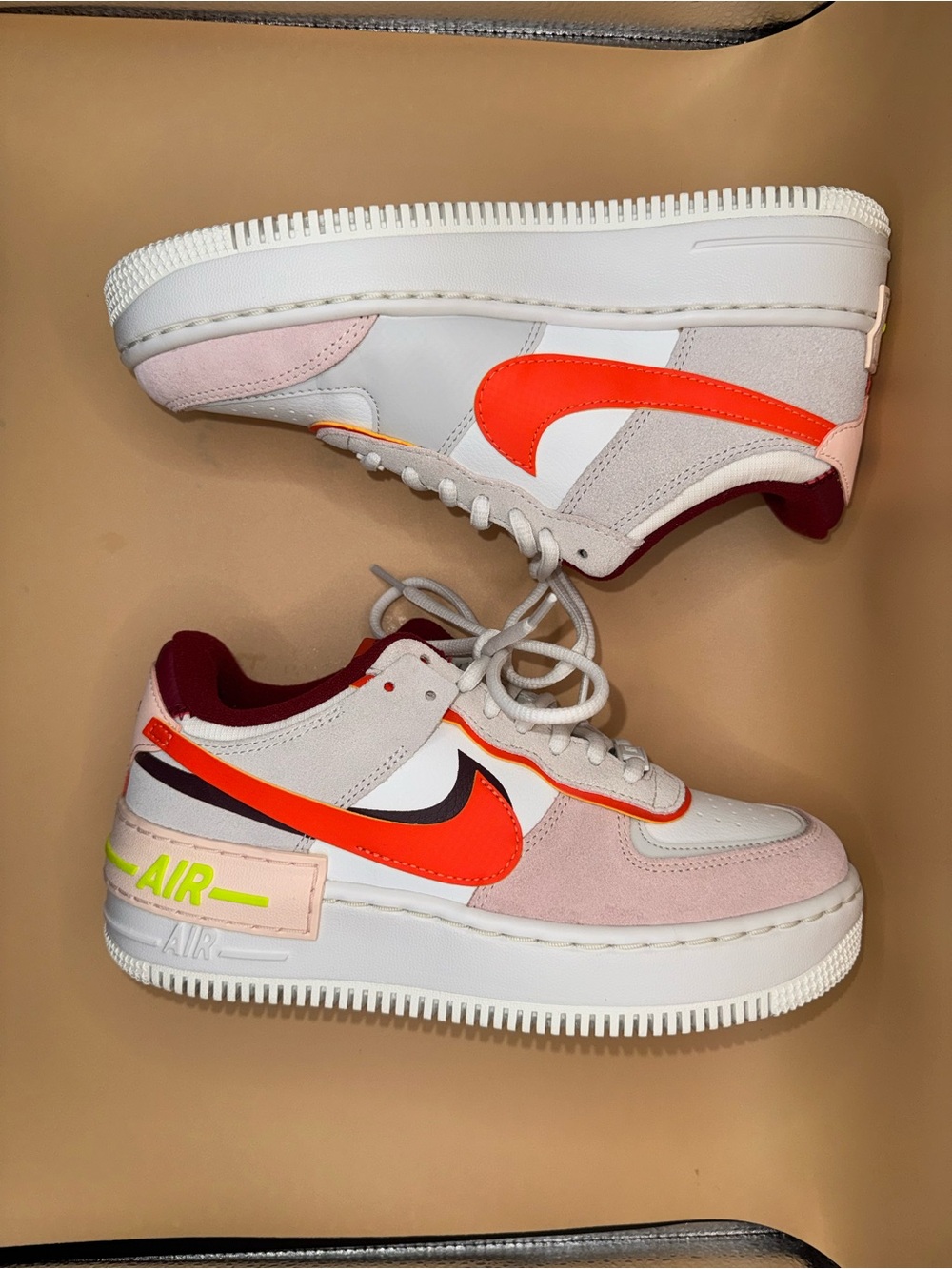 Nike Air Force 1 Shadow White Crimson Tint Bright Mango Sneakers Women 7 /M 5.5 - Picture 17 of 17